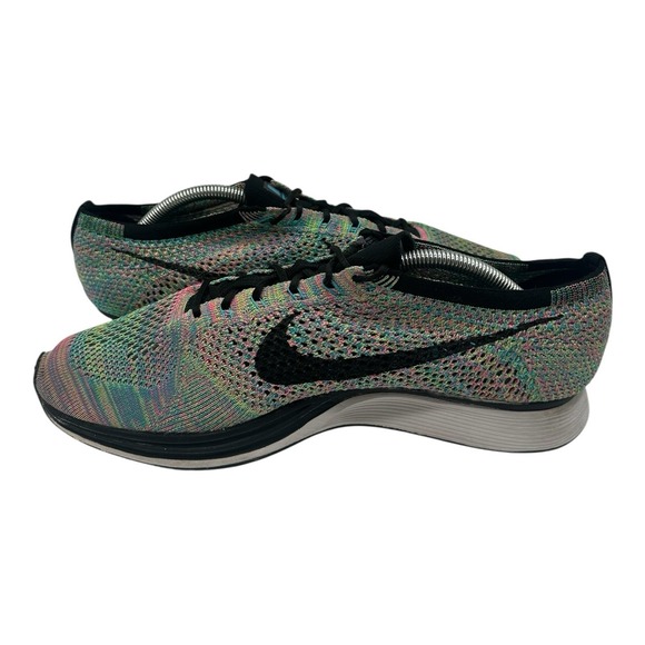 Nike Flyknit Racer Shoes Mens‎ 12 Rainbow Multicolor Running Sneakers 526628-304 - Picture 3 of 12